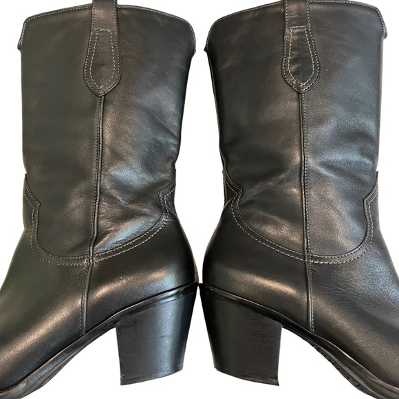 Franco Sarto Leather “Witchy Pointy” Toe Mid Calf Pull On Western Boots - Picture 9 of 16